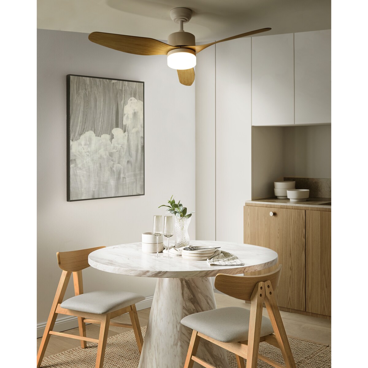 Wentylator sufitowy z lampą ANDERSON Z pilotem Jasnobrązowy