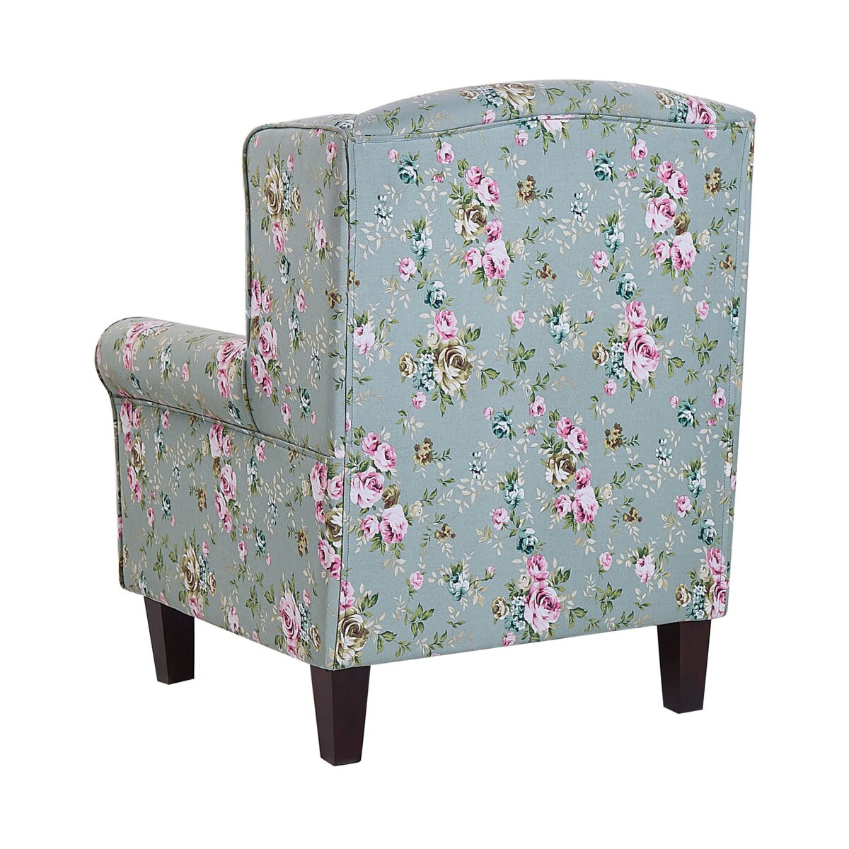 Fotel uszak z podnóżkiem w kwiaty zielony HAMAR