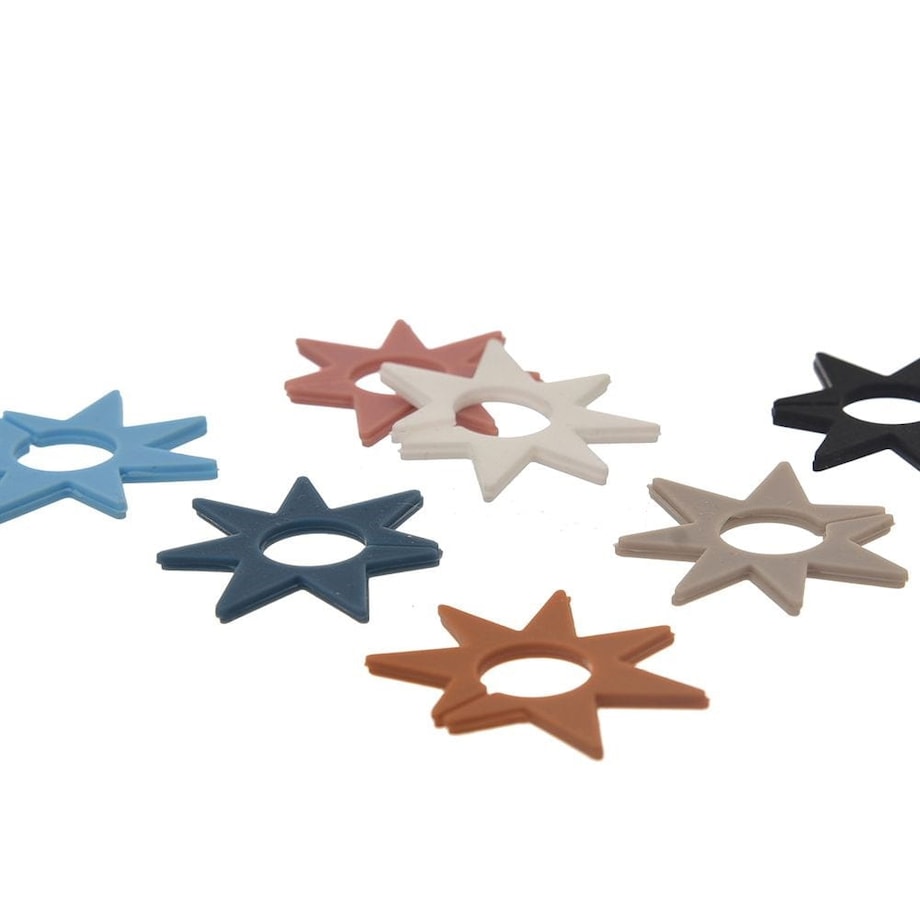 Znaczniki na Szklanki Kubki Kufle Silikonowe Kolorowe Gwiazdy Zestaw 8 szt