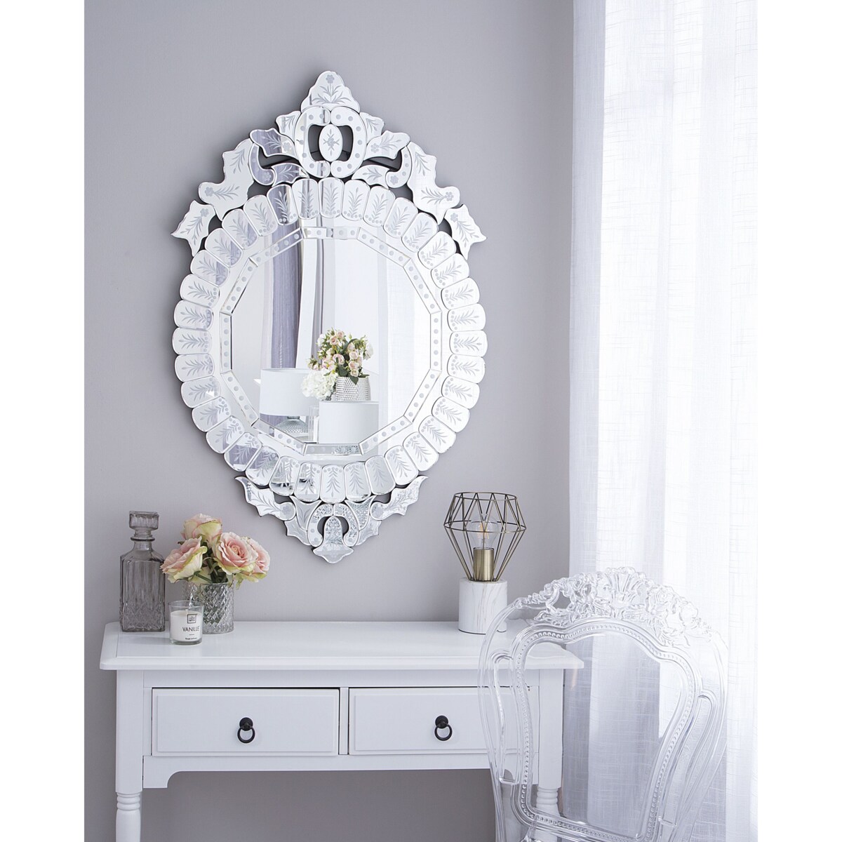 Lustro ścienne 67 x 100 cm srebrne CRAON