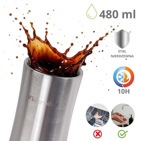 Kubek termiczny na kawę stalowy 0.5L KAMILLE