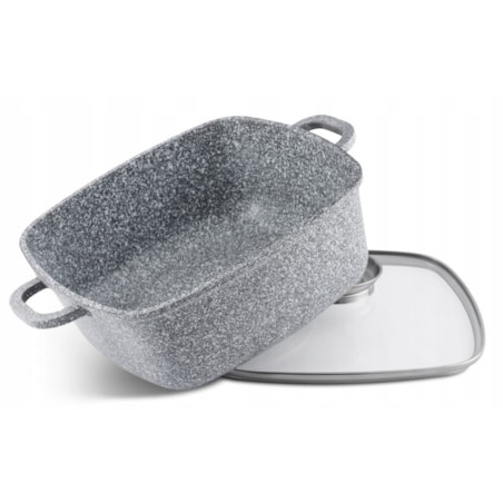 Kwadratowy Garnek Granitowy 6.5 L Z Pokrywką 28 Cm System Aroma Na Indukcję Gaz