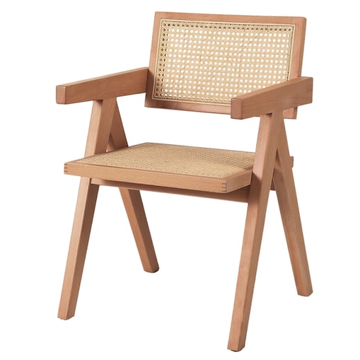 Krzesło BOHO MH-011CH-NN Step podłokietniki drewno rattanowe beżowe