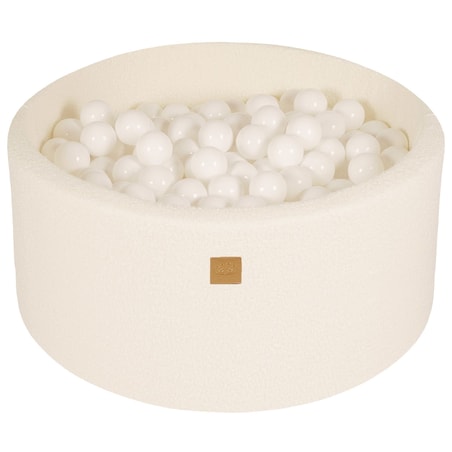 MeowBaby® Boucle Biały Okrągły Suchy Basen 90x40cm dla Dziecka, piłki: Biały