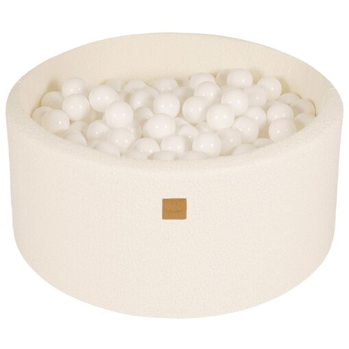 MeowBaby® Boucle Biały Okrągły Suchy Basen 90x40cm dla Dziecka, piłki: Biały