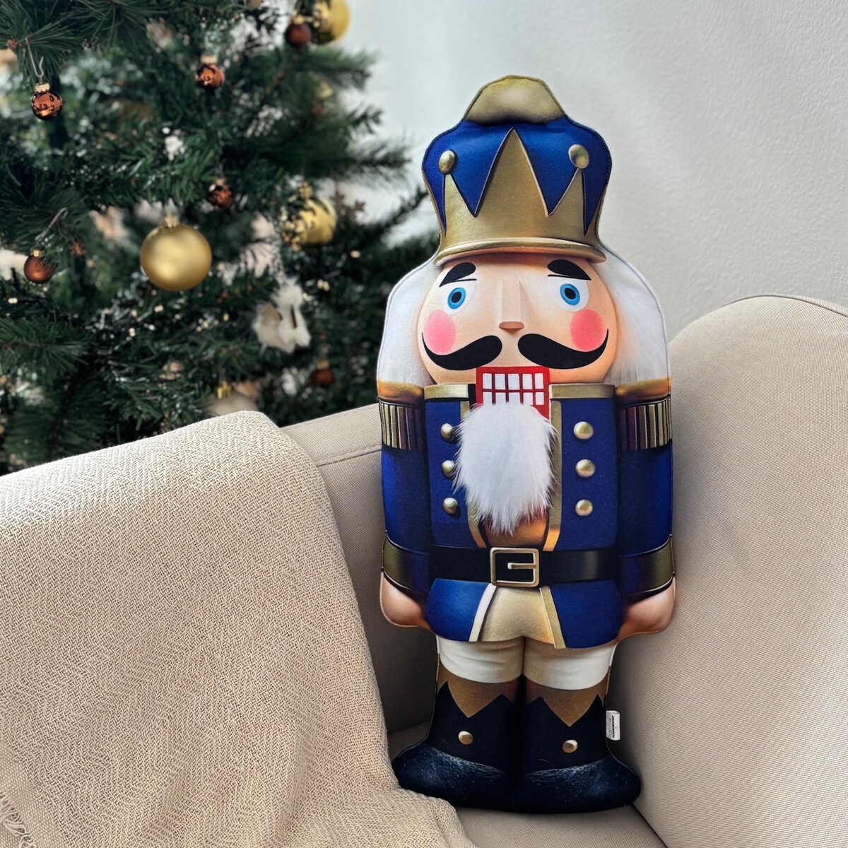 Poduszka świąteczna Dziadek do orzechów niebieski