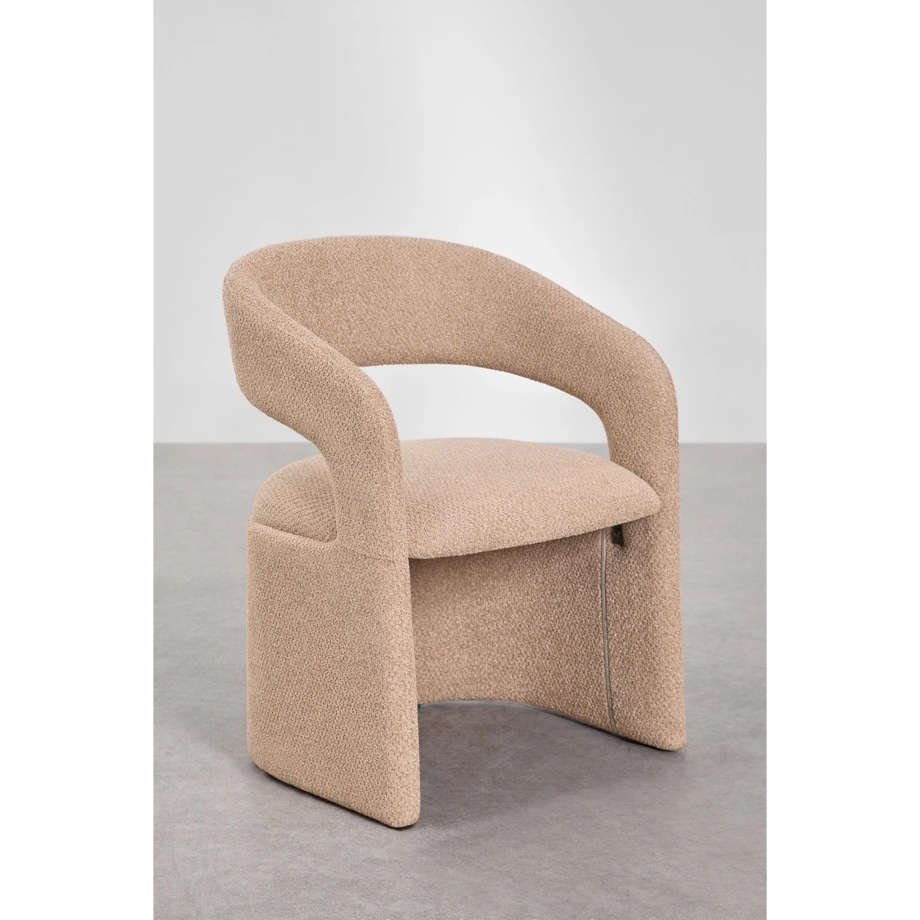 Krzesło tapicerowane Jules z podłokietnikami kawa z mlekiem