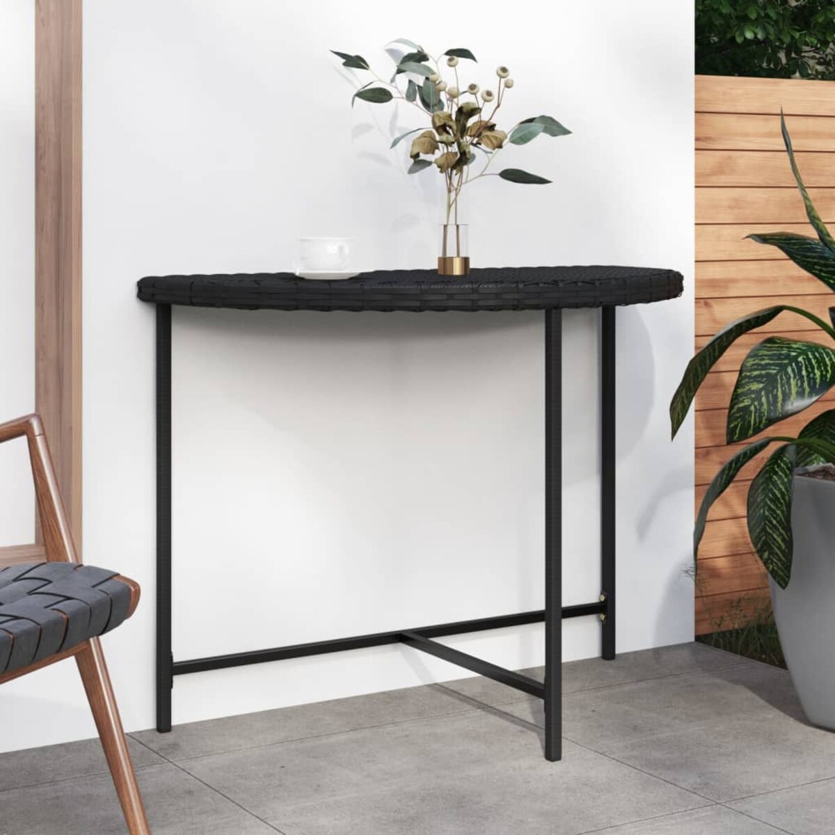 vidaXL Stolik ogrodowy, czarny, 100x50x75 cm, rattan PE