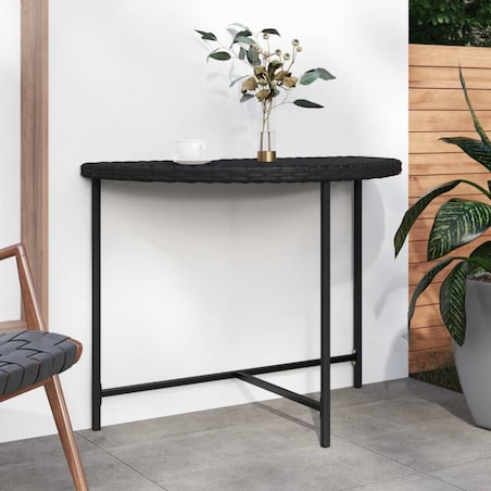 vidaXL Stolik ogrodowy, czarny, 100x50x75 cm, rattan PE