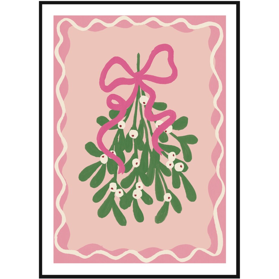 Poster Story, Plakat, Obraz - Świąteczna Jemioła na Różowym Tle, wymiary 60 x 84 cm