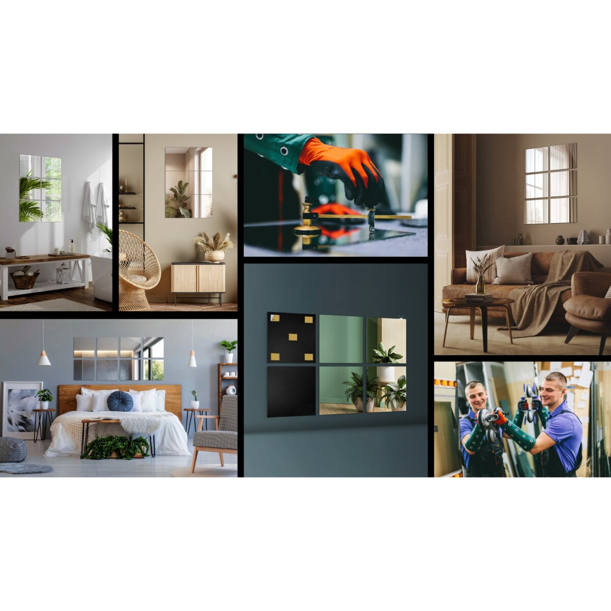 Płytki lustrzane 6 szt. 16x16 cm