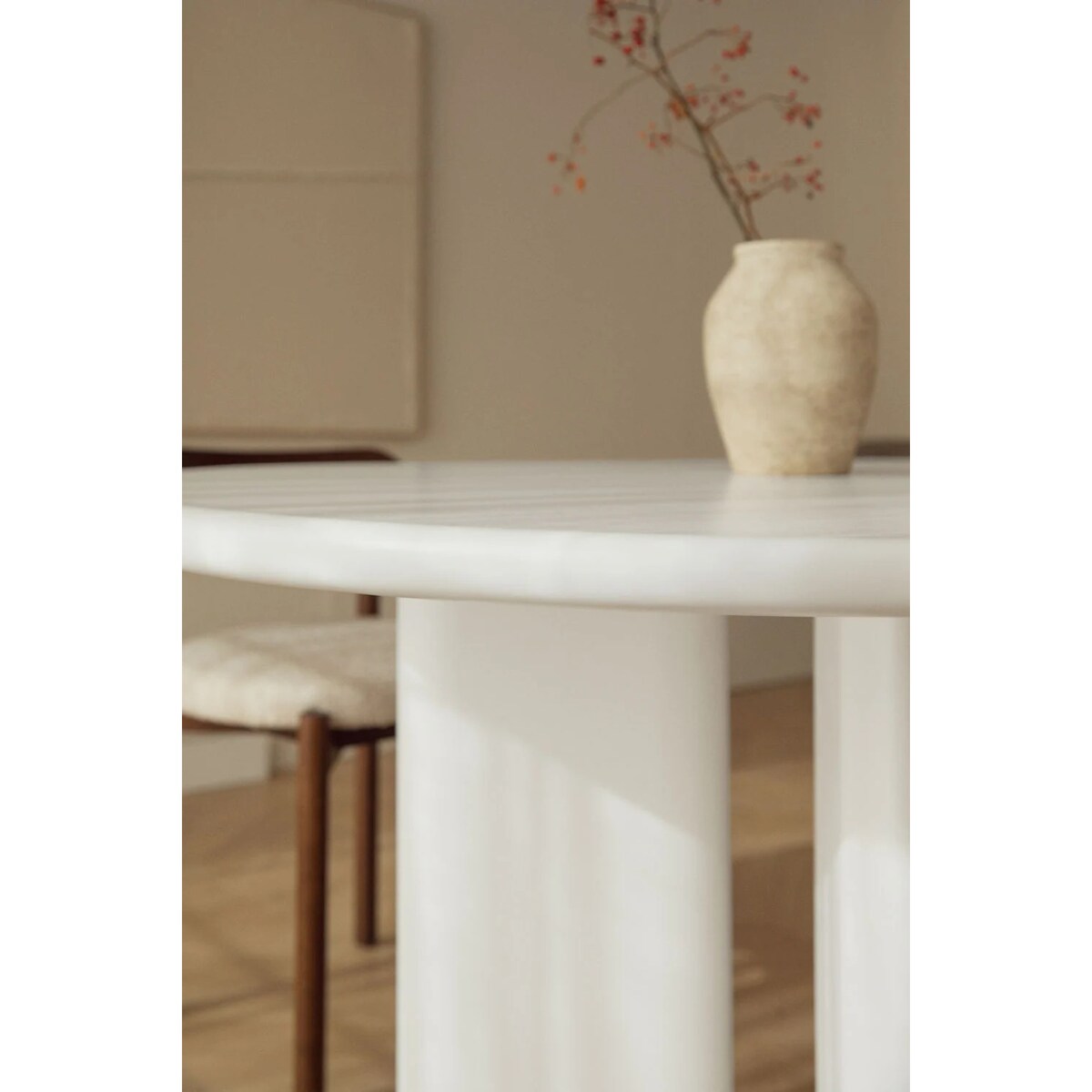 Owalny stół jadalniany biały 220x100 cm z MDF Loulou