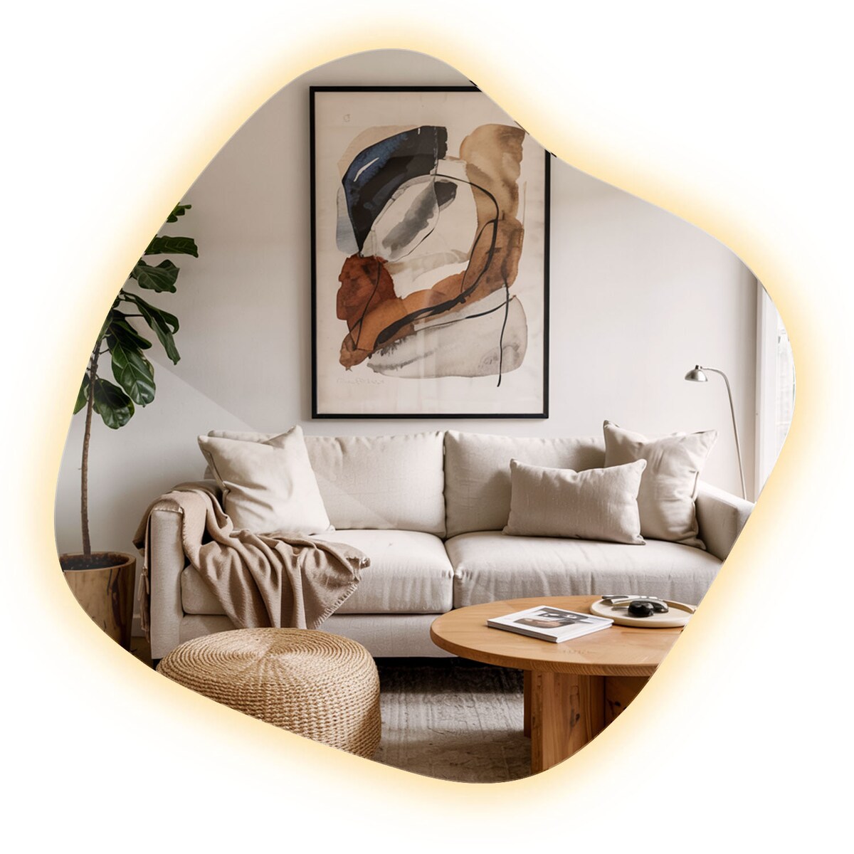 Lustro o Nieregularnym Kształcie LED - 57x57,7 cm - Ciepłe Światło