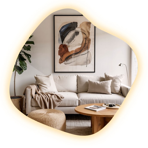 Lustro o Nieregularnym Kształcie LED - 57x57,7 cm - Ciepłe Światło