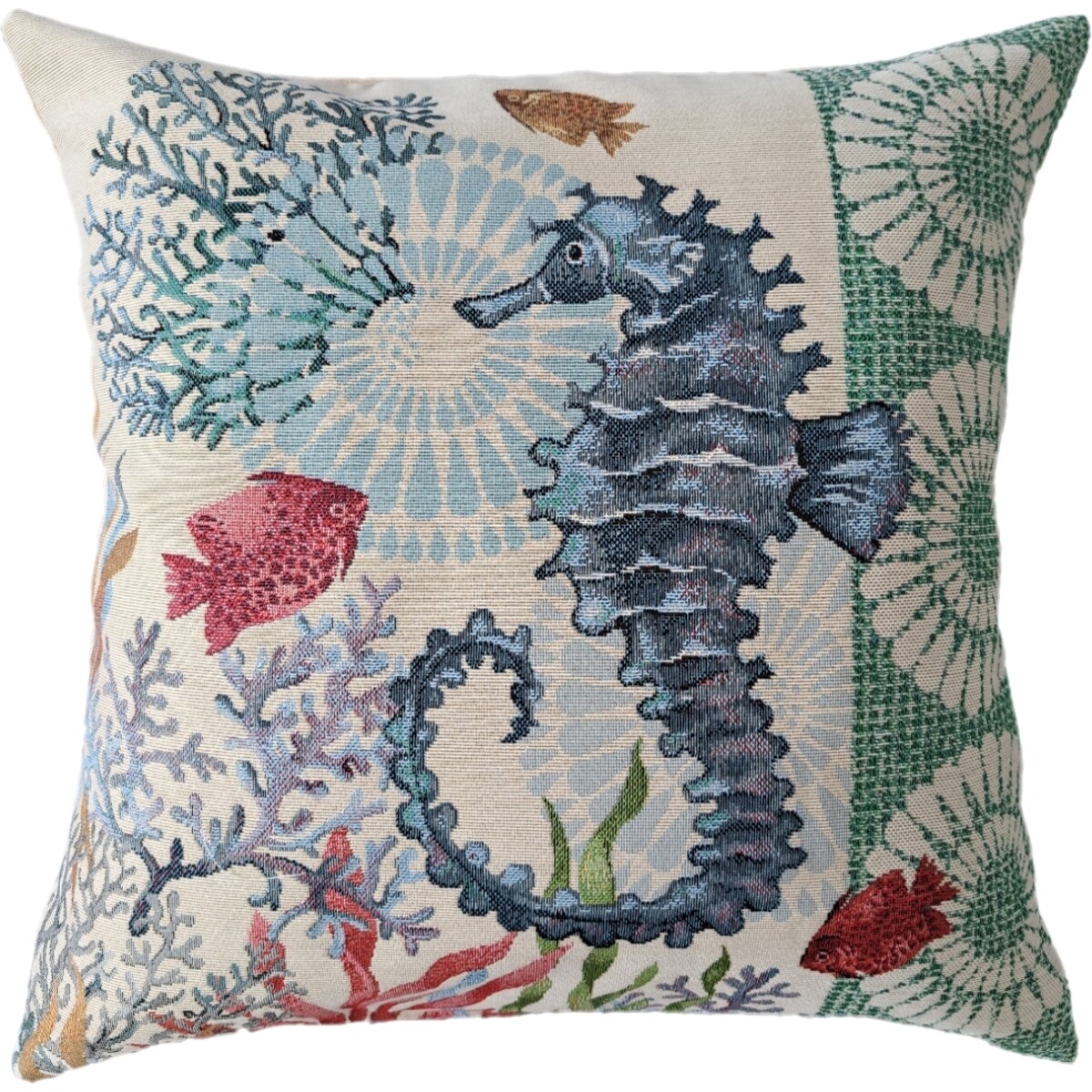 Poszewka Na Poduszkę Jasiek 45X45 Cm Żakardowa Dekoracyjna Ozobna Konik Morski