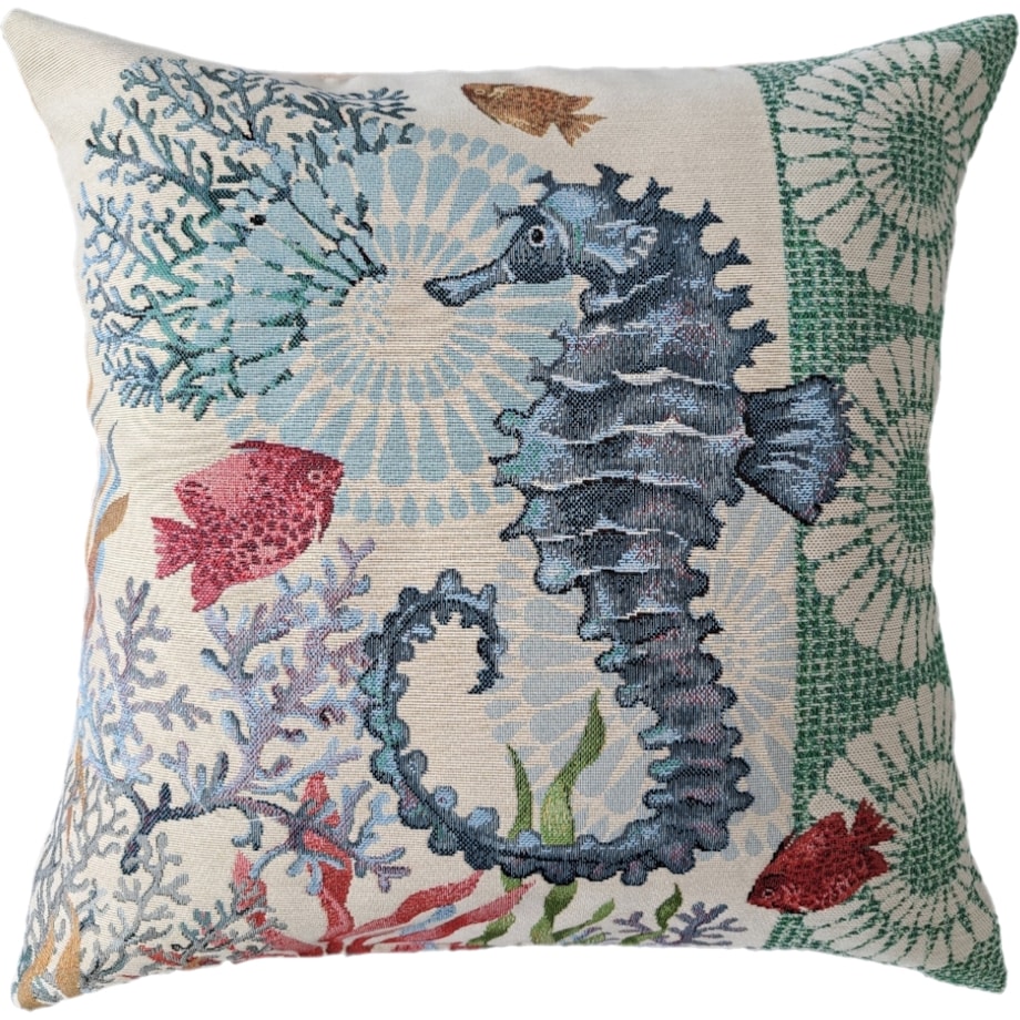 Poszewka Na Poduszkę Jasiek 45X45 Cm Żakardowa Dekoracyjna Ozobna Konik Morski