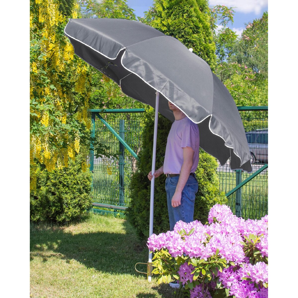 Parasol Ogrodowy Plażowy Na Balkon Taras Łamany Z Falbaną 240 Cm