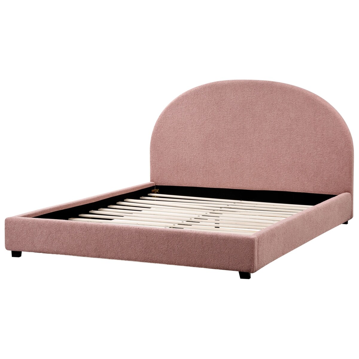 Łóżko boucle 160 x 200 cm pastelowy róż VAUCLUSE