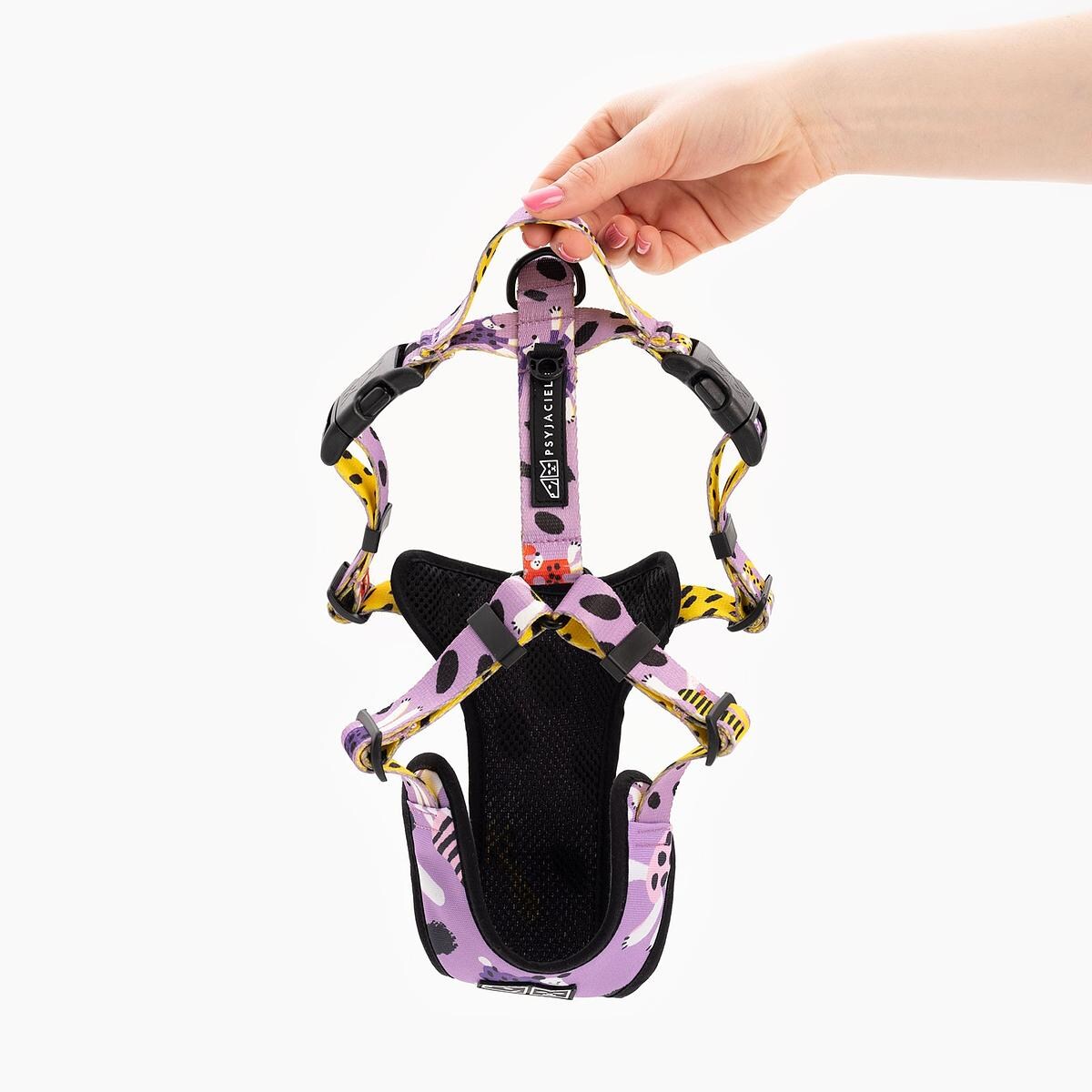 Szelki bezuciskowe dla psa lub kota "Pieski floreski" - Szerokość taśmy: 15mm, Rozmiar: XXS