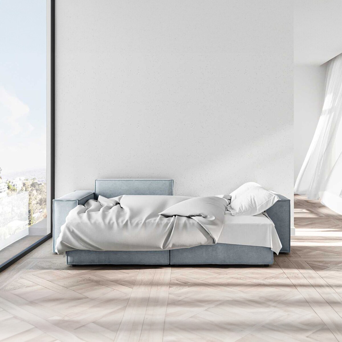 Melow Sofa narożna - jasnoniebieska