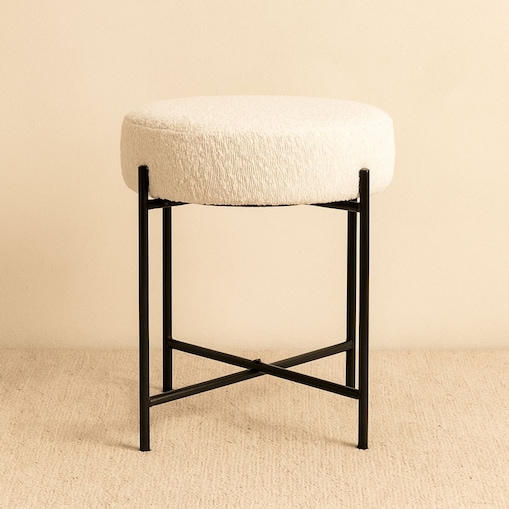 Taboret z obiciem bouclé KRUK, Ø 36 x 40 cm