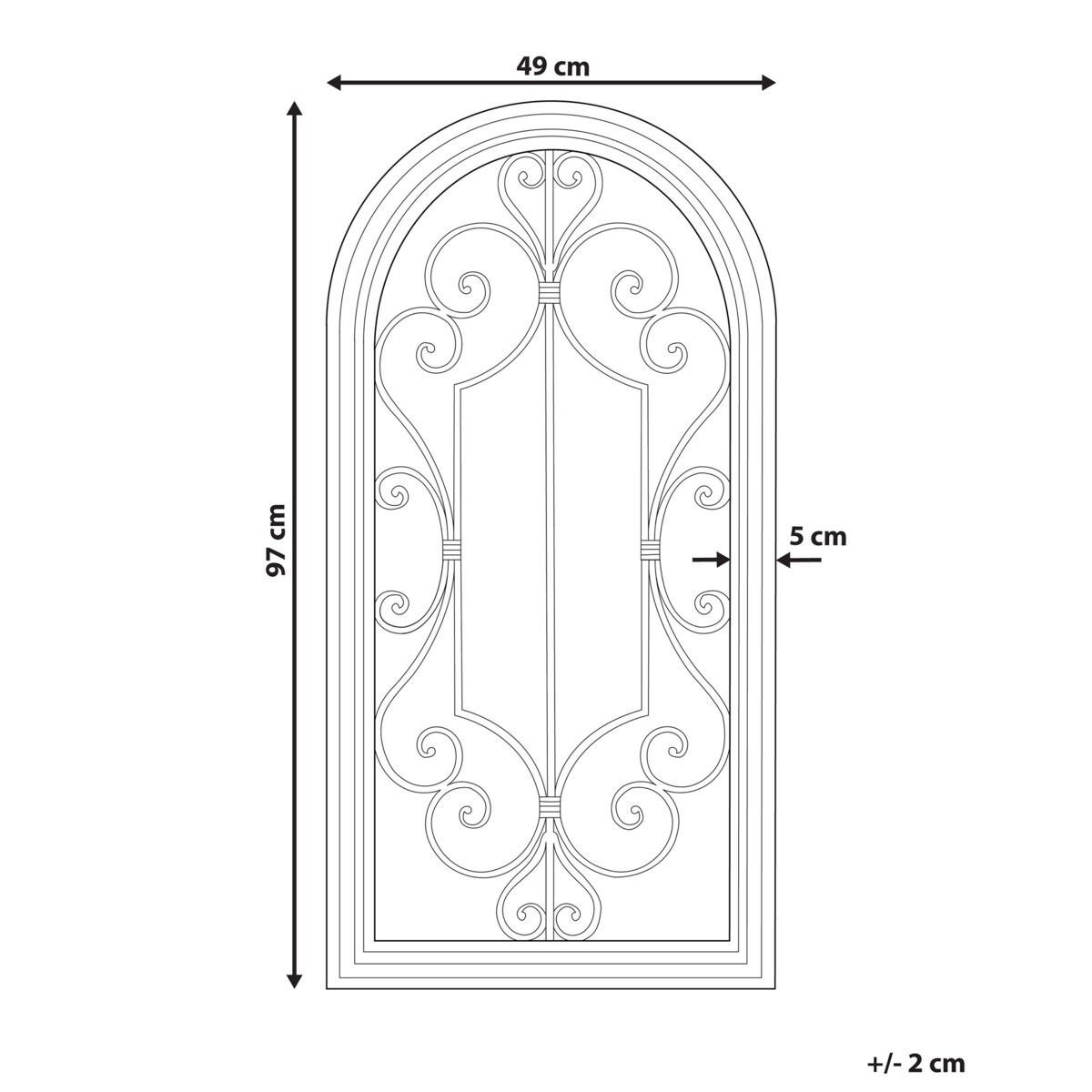 Metalowe lustro ścienne okno 50 x 98 cm czarne CAMPEL