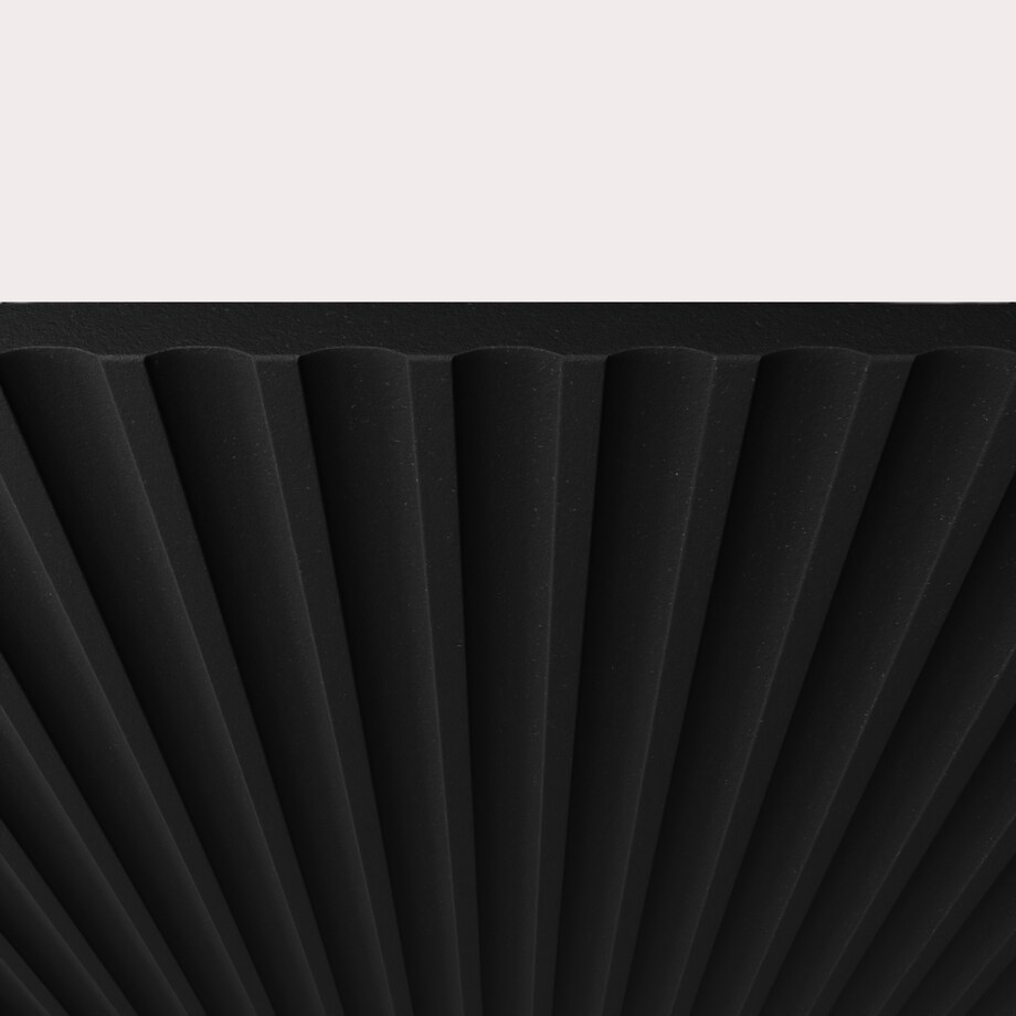 Stojąca szafka RTV NOELI pod telewizor, z ryflowanym frontem - czarna+biały