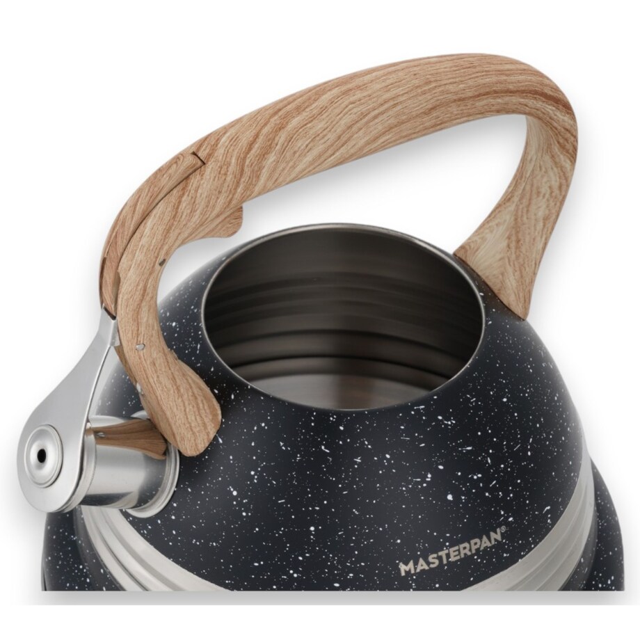 Duży Czarny Marmurkowy Czajnik Z Gwizdkiem Stalowy 3L Na Indukcję Gaz