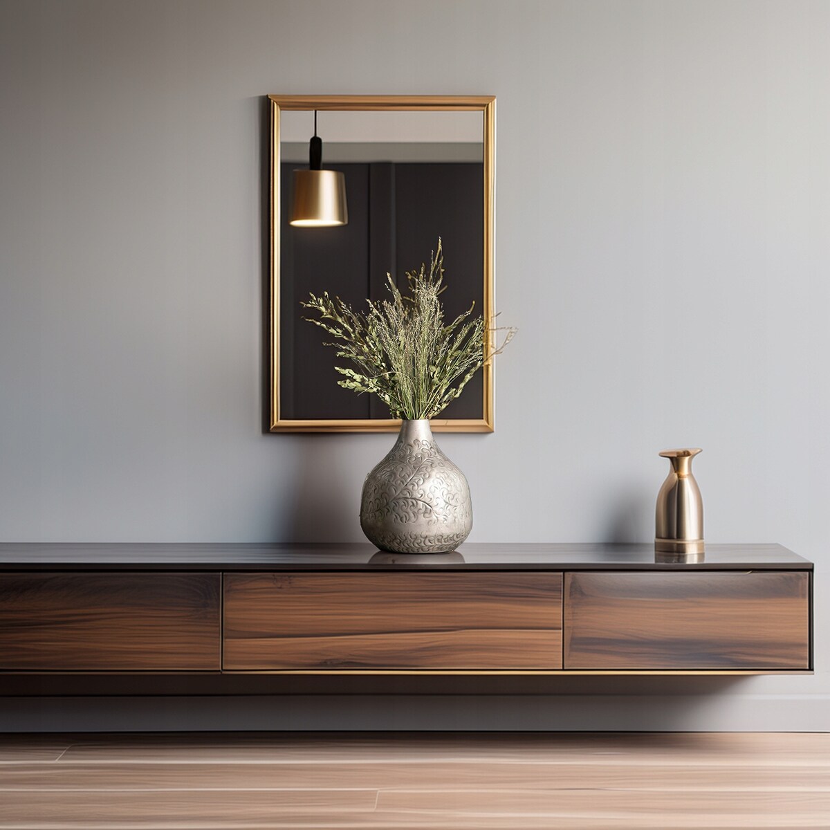 WAZON NA KWIATY BUKIET SREBRNY LOFT DUŻY 35cm metalowy matowy do gałęzi