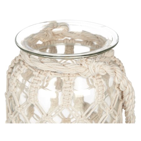 Lampion szklany makrama 31 cm biały JALEBI