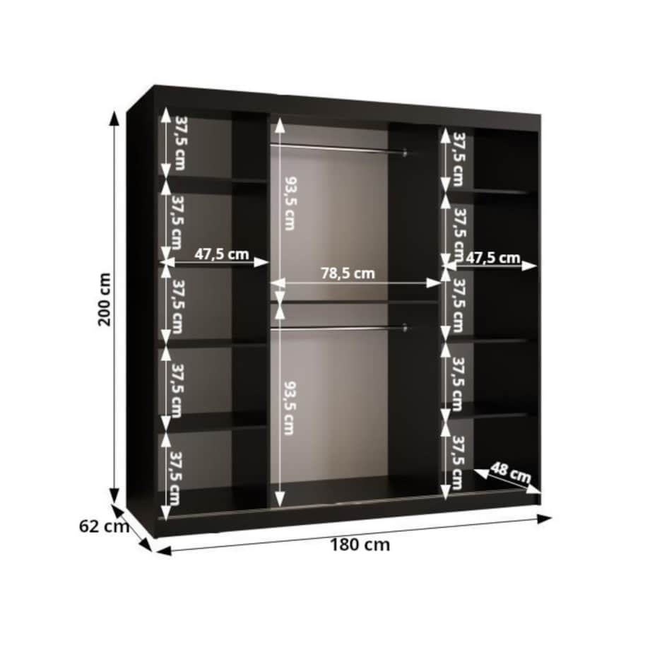 Szafa przesuwna Garderoba RAMIRO 2 180 gł. 62 biały