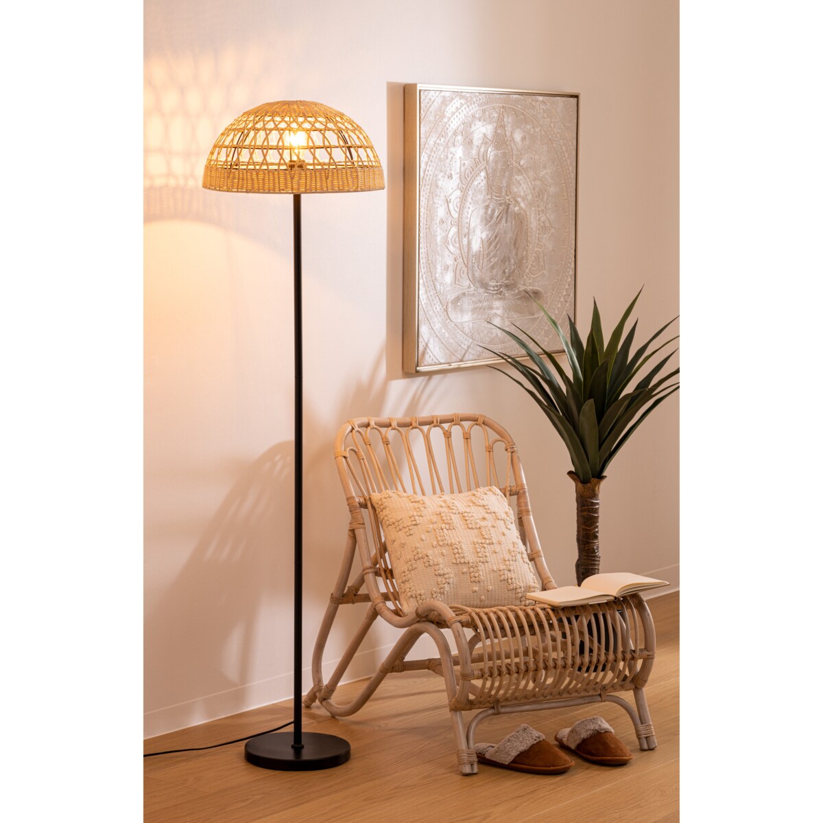 Lampa podłogowa RORY z plecionym abażurem, Ø 40 x 150,5 cm