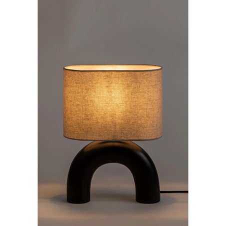 Lampa stołowa ceramiczna, czarna, Finley, 36x26 cm