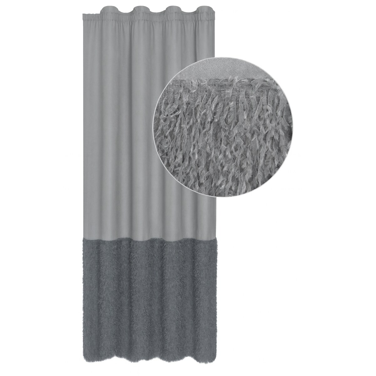 zasłona welurowa z piórami "feather glam" 140x250 cm stalowy