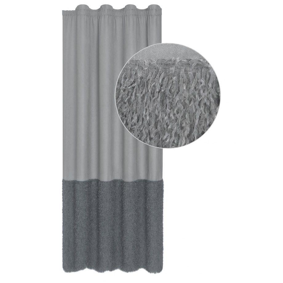zasłona welurowa z piórami "feather glam" 140x250 cm stalowy
