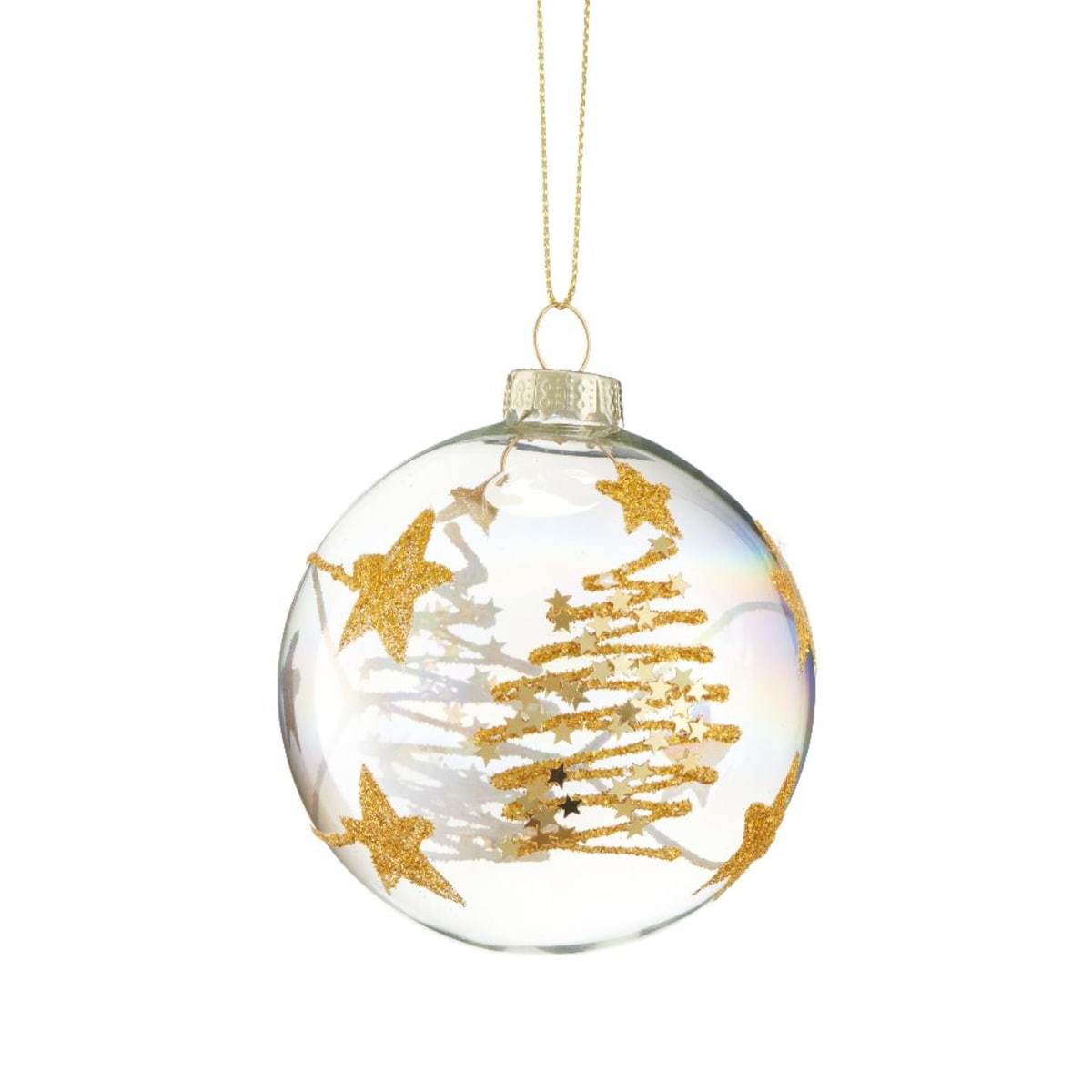 VILLA ITALIA Bombka szklana przezroczysta dekorowana 8 cm