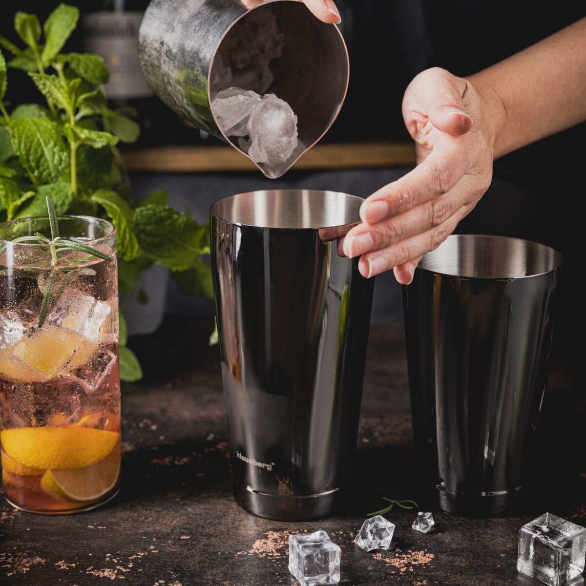 Shaker bostoński TIN TIN do drinków koktajli grafitowy KLAUSBERG