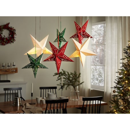 Zestaw 2 dekoracji wiszących LED MOTTI Gwiazda 45 cm Szmaragdowy