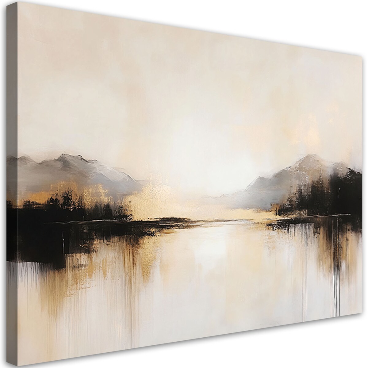 Abstrakcja Obraz na płótnie do salonu sypialni jadalni biura z elementami złota w beżu 100x70