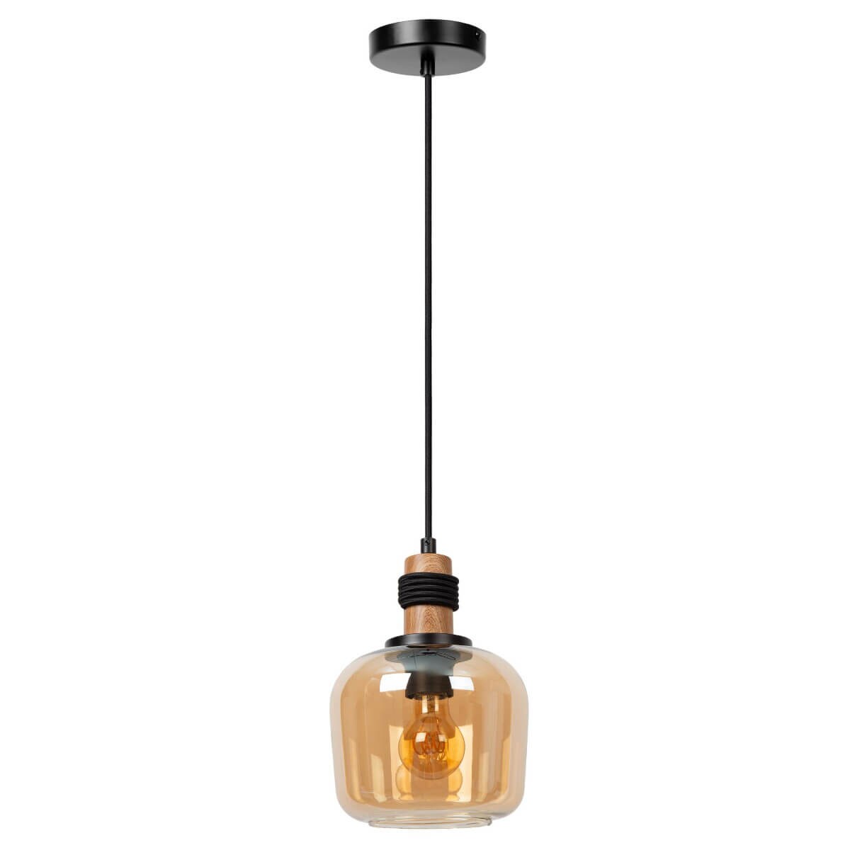 Wisząca lampa Ilona 45408/18/62 Lucide szklana czarny bursztynowy