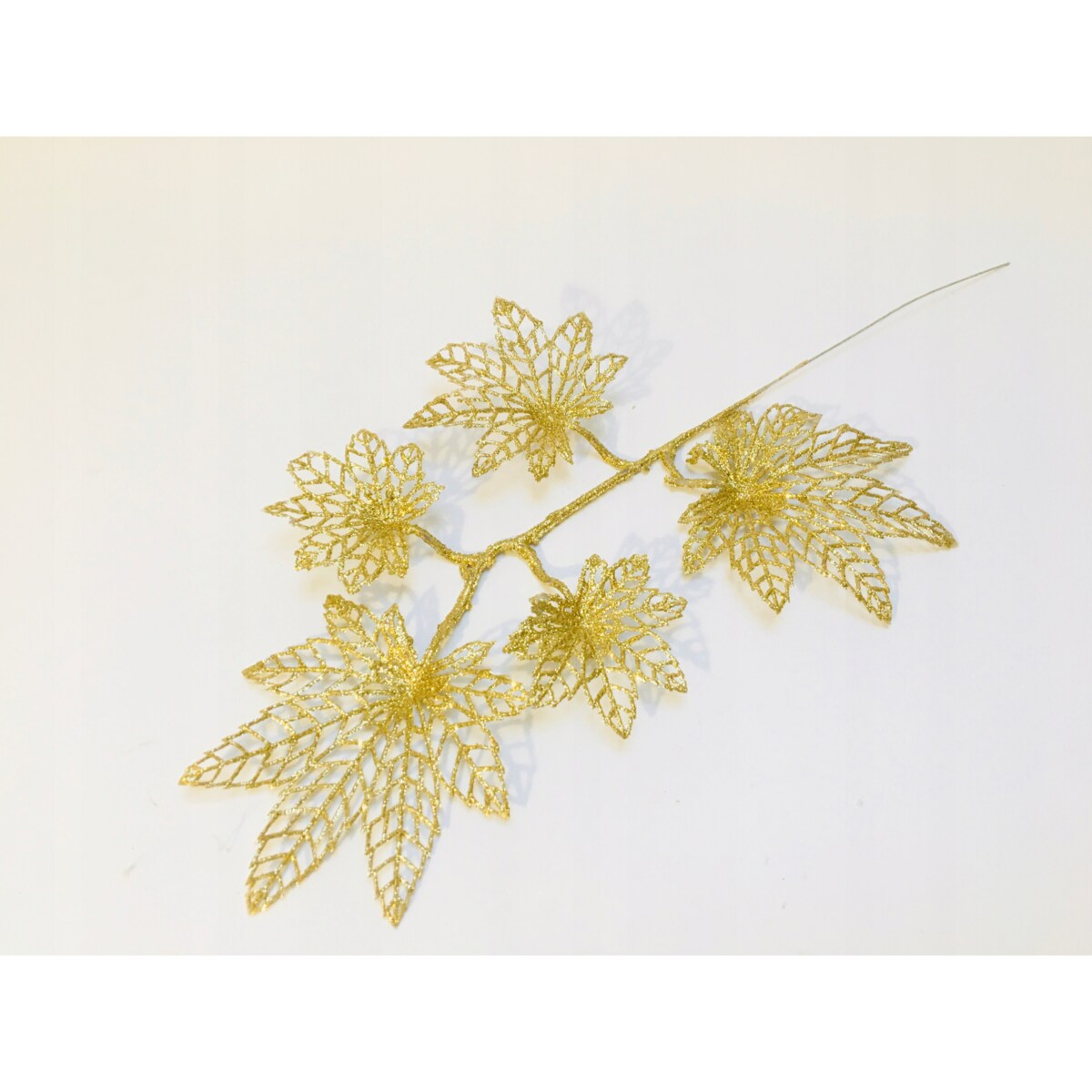 BROKATOWA GAŁĄZKA KWIAT ZŁOTY do dekoracji bukietu kompozycji święta stroik