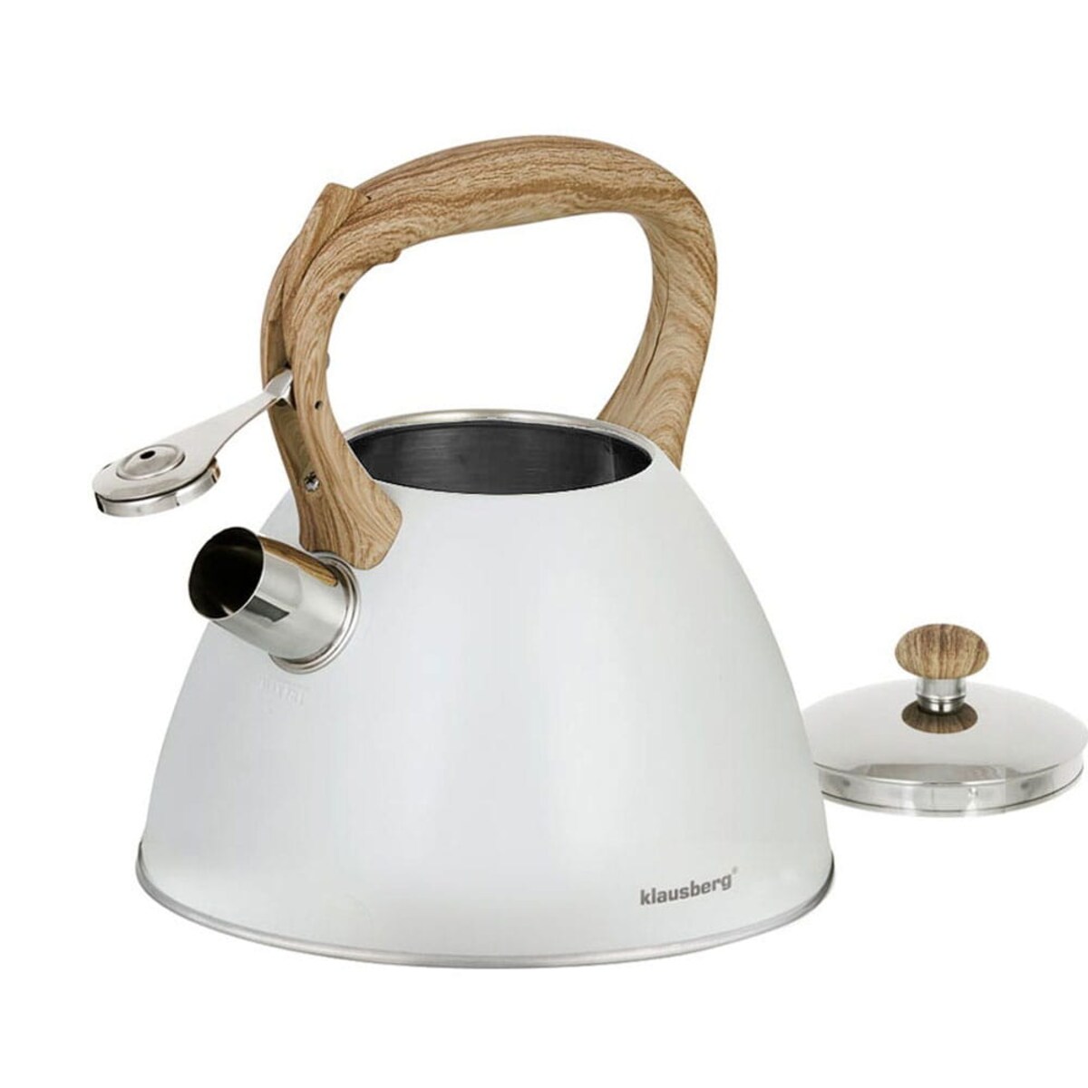 Czajnik stalowy z gwizdkiem lakierowany mat biały 3.0L KLAUSBERG
