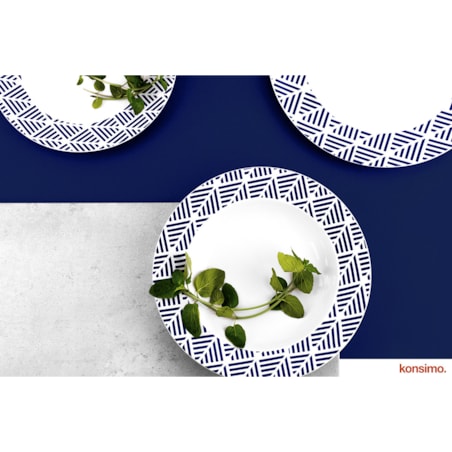 Konsimo LIVIDUS Talerz obiadowy, biały/niebieski
