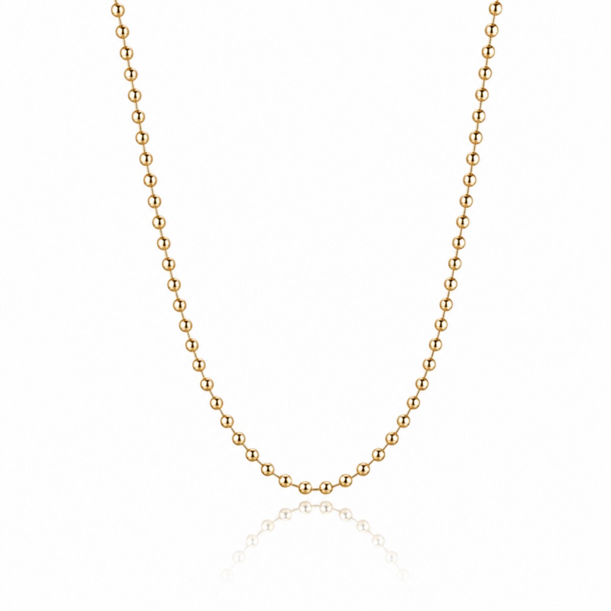 Naszyjnik stal szlachetna pozłacana 14k złotem, kuleczki 2mm NST2360