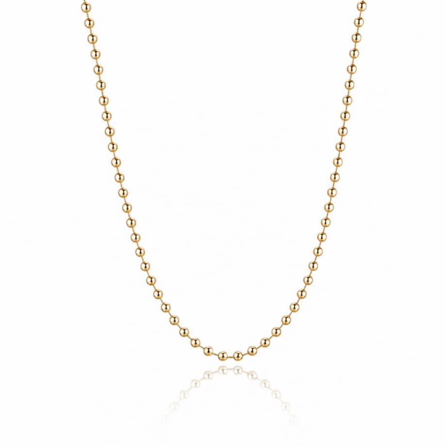 Naszyjnik stal szlachetna pozłacana 14k złotem, kuleczki 2mm NST2360