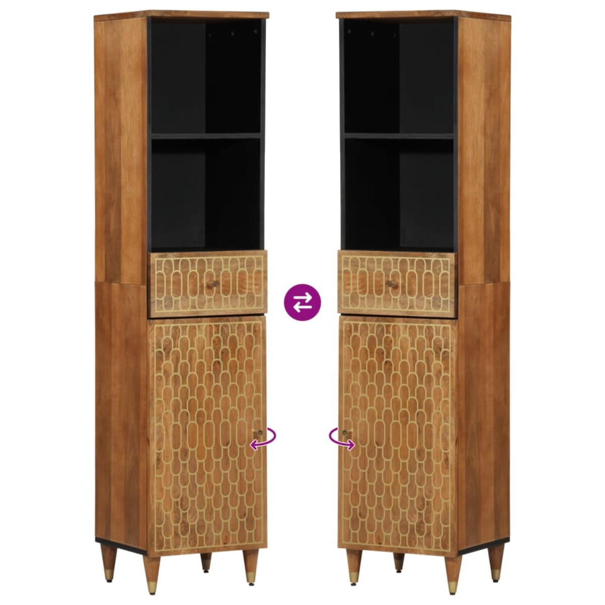 vidaXL Szafka łazienkowa, 38x33x160 cm, lite drewno mango