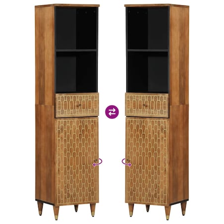 vidaXL Szafka łazienkowa, 38x33x160 cm, lite drewno mango