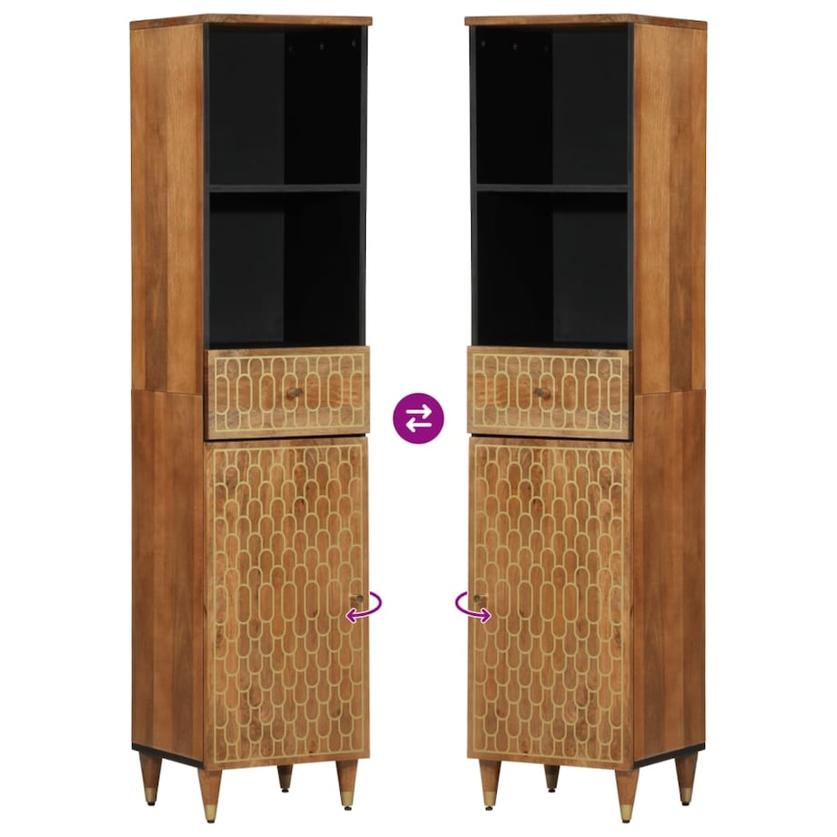 vidaXL Szafka łazienkowa, 38x33x160 cm, lite drewno mango