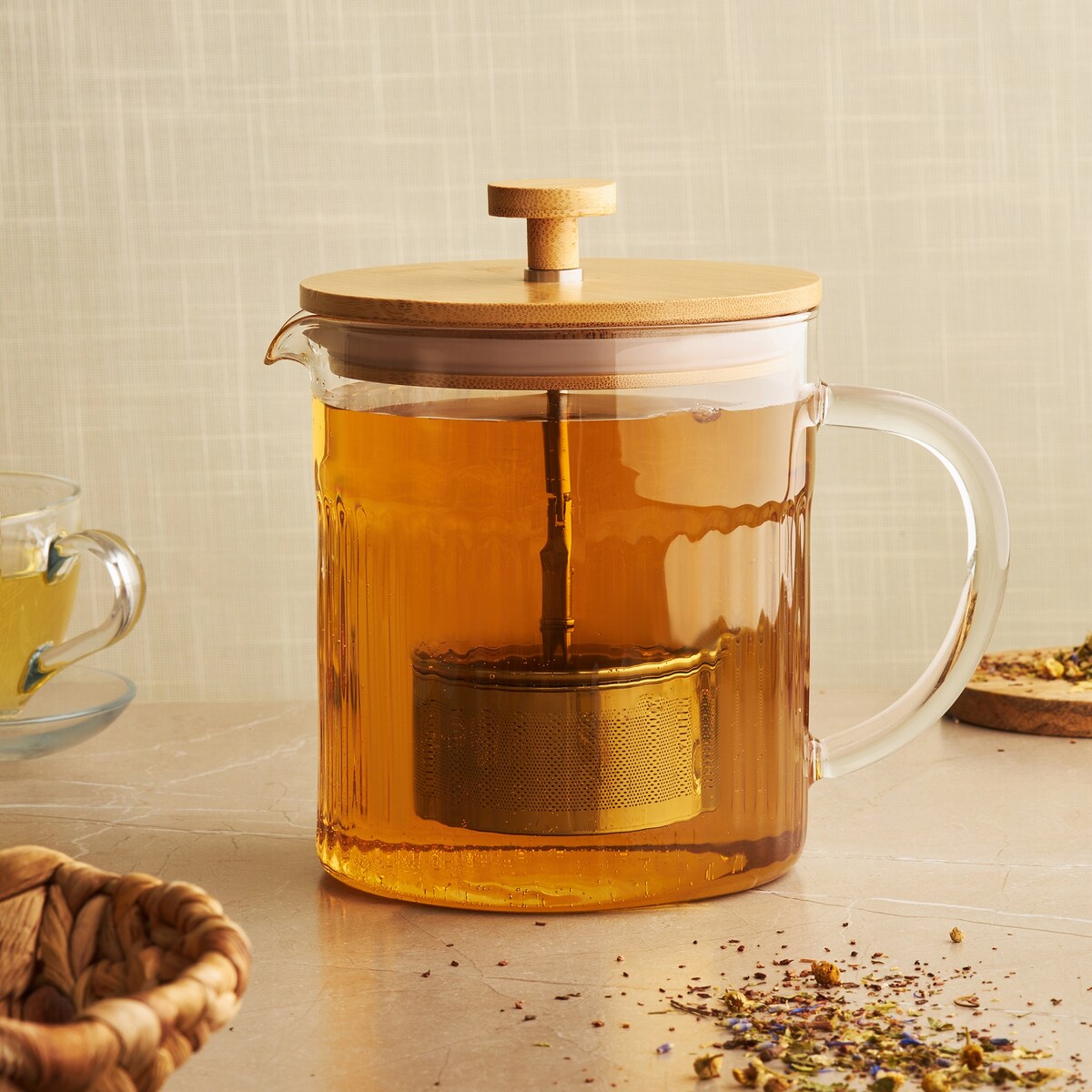 DZBANEK SZKLANY Z ZAPARZACZEM imbryk czajnik na zioła herbatę 1,2 L sitko
