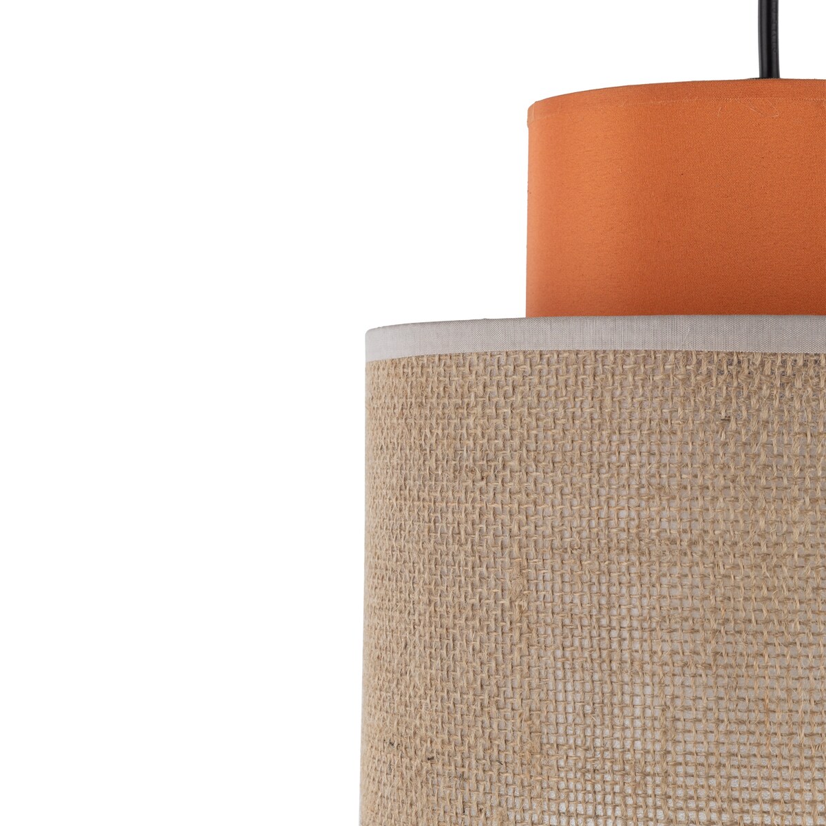 Lampa wisząca TK Lighting DUO JUTA ORANGE 3255, E27, czarna z naturalną jutą